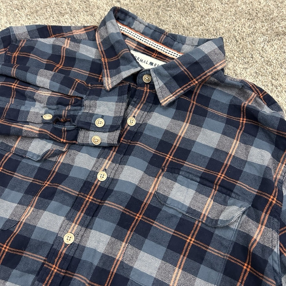 The Normal Brand Flannel Shirt Mens Large Blue Plaid Long Sleeve Cotton‎ Button